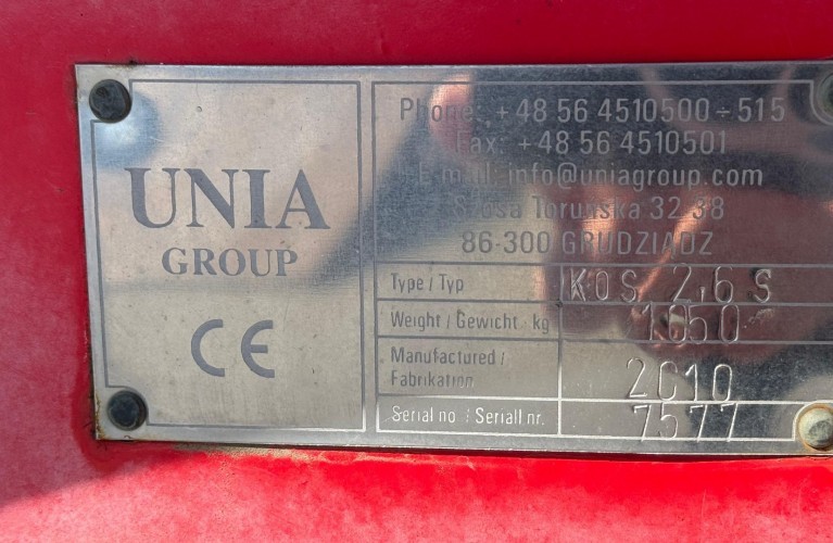 agregat ścierniskowy unia kos 2.6 – 2010 rok | sprężyna | talerze | wał rurowy